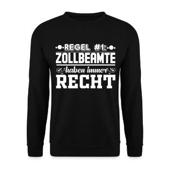 Zollbeamter Beruf & Arbeit Geschenk - Unisex Pullover - Schwarz - Vorne - Alina (178cm) & Michal (187cm)