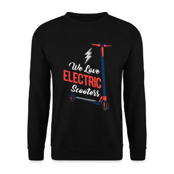 We Love Electric Scooters - Unisex Pullover - Schwarz - Vorne - Alina (178cm) & Michal (187cm)