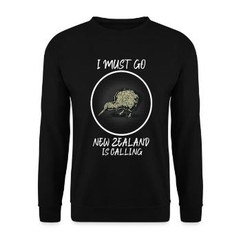 New Zealand is Calling, I must Go Nouvelle-Zélande - Sweat-shirt Unisexe - noir - Devant - Alina (178cm) & Michal (187cm)