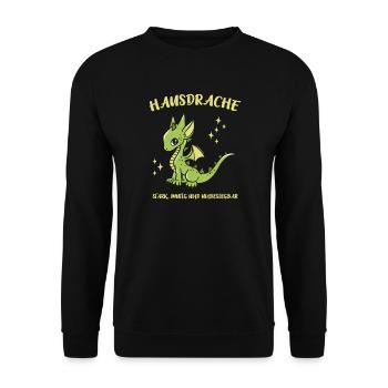 Hausdrache. Stark, Mutig und Unbesiegbar. Drache - Unisex Pullover - Schwarz - Vorne - Alina (178cm) & Michal (187cm)