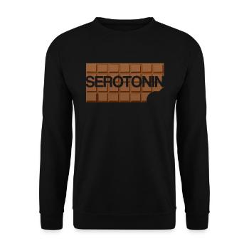 SEROTONIN | SCHOKOLADE | RIEGEL | MOTIVATION | FIT - Unisex Pullover - Schwarz - Vorne - Alina (178cm) & Michal (187cm)