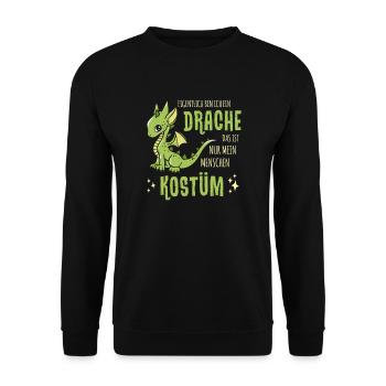 Drache Drachen Kostüm Fabelwesen Halloween - Unisex Pullover - Schwarz - Vorne - Alina (178cm) & Michal (187cm)