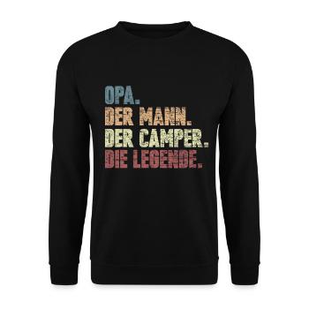 Opa Camper Wohnmobil Zelten Geschenk - Unisex Pullover - Schwarz - Vorne - Alina (178cm) & Michal (187cm)