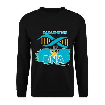 Kasachstan ist in meiner DNA - Unisex Pullover - Schwarz - Vorne - Alina (178cm) & Michal (187cm)