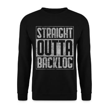 Straight Outta Backlog Software Coding Geek - Unisex Sweatshirt - black - Front - Alina (178cm) & Michal (187cm)
