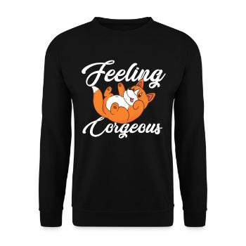 Cardigan Chien Corgi Pembroke - Sweat-shirt Unisexe - noir - Devant - Alina (178cm) & Michal (187cm)
