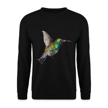 Colibri Polygone Art Géométrique Nature - Sweat-shirt Unisexe - noir - Devant - Alina (178cm) & Michal (187cm)