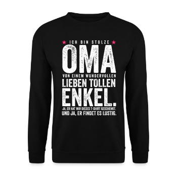 Oma Loading - Unisex Pullover - Schwarz - Vorne - Alina (178cm) & Michal (187cm)