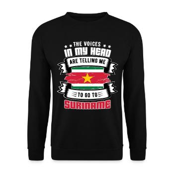 Les voix dans la tête appellent le Suriname - Sweat-shirt Unisexe - noir - Devant - Alina (178cm) & Michal (187cm)