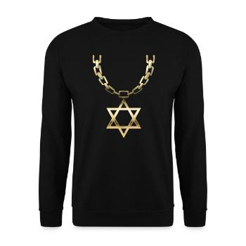 Jew Chain Jude Kette Lustig Judenstern - Unisex Pullover - Schwarz - Vorne - Alina (178cm) & Michal (187cm)