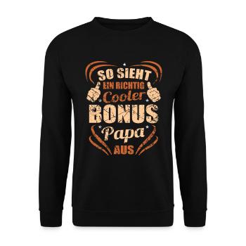 Bonus Papa Vater Adoptivvater Stiefvater - Unisex Pullover - Schwarz - Vorne - Alina (178cm) & Michal (187cm)