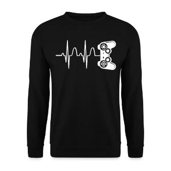 Gaming Zocker Herzschlag Videospiel Esport - Unisex Pullover - Schwarz - Vorne - Alina (178cm) & Michal (187cm)