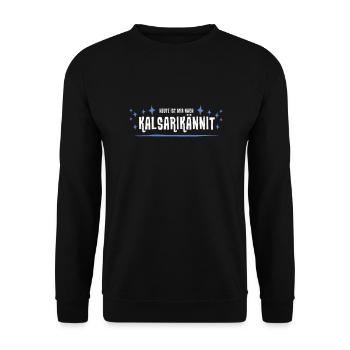 Alkohol Saufen in Finnland: Kalsarikannit Geschenk - Unisex Pullover - Schwarz - Vorne - Alina (178cm) & Michal (187cm)