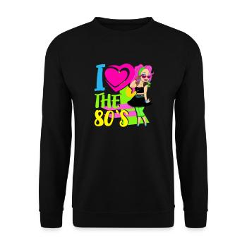 I Love The 80's Eighties Heart Retro Vintage - Unisex Sweatshirt - black - Front - Alina (178cm) & Michal (187cm)