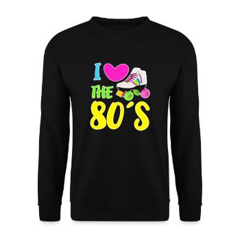 I Love The 80's Eighties Heart Retro Vintage - Unisex Sweatshirt - black - Front - Alina (178cm) & Michal (187cm)
