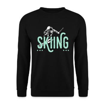 Ski, Skifahrer, Skifahren, Weihnachten - Unisex Pullover - Schwarz - Vorne - Alina (178cm) & Michal (187cm)