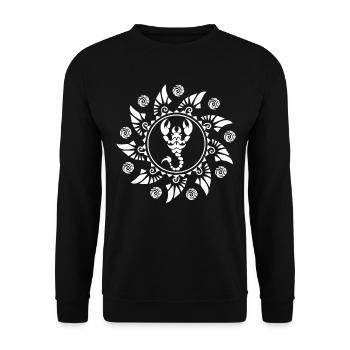 Scorpio Maori Polynesia Tribal Tattoo Sun. - Unisex Sweatshirt - black - Front - Alina (178cm) & Michal (187cm)