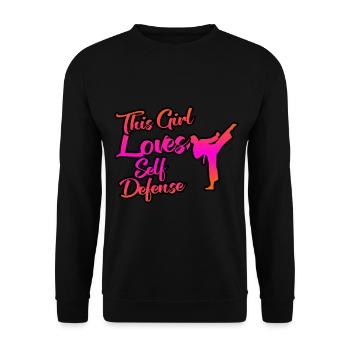 This girl loves self-defense - Unisex Sweatshirt - black - Front - Alina (178cm) & Michal (187cm)