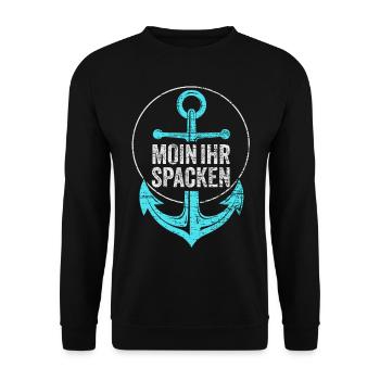 Moin Ihr Spacken - Unisex Pullover - Schwarz - Vorne - Alina (178cm) & Michal (187cm)