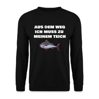 Aus dem Weg ich muss zu meinem Teich Geschenk - Unisex Pullover - Schwarz - Vorne - Alina (178cm) & Michal (187cm)
