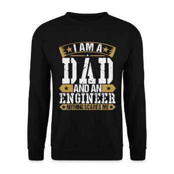 I am a father and an engineer. - Unisex Sweatshirt - black - Front - Alina (178cm) & Michal (187cm)