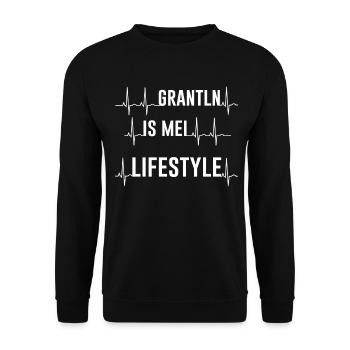 Grantln is mei lifestyle 6 herzschlag - Unisex Pullover - Schwarz - Vorne - Alina (178cm) & Michal (187cm)