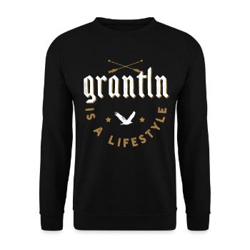 Grantln is a lifestyle 12 - Unisex Pullover - Schwarz - Vorne - Alina (178cm) & Michal (187cm)