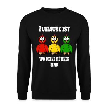 Zuhause Ist Wo Meine Hühner Sind - Hühner Landwirt - Unisex Pullover - Schwarz - Vorne - Alina (178cm) & Michal (187cm)