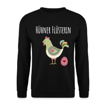 Hühner Flüsterin - Hühner Flüsterer Landwirtin - Unisex Pullover - Schwarz - Vorne - Alina (178cm) & Michal (187cm)