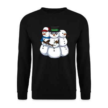 Cool Snowmans Coole Schneemänner - Unisex Pullover - Schwarz - Vorne - Alina (178cm) & Michal (187cm)