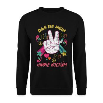 Hippie Kostüm Peace Musik Geschenk - Unisex Pullover - Schwarz - Vorne - Alina (178cm) & Michal (187cm)