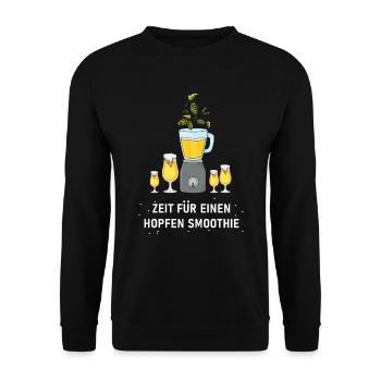 Zeit für einen Hopfen Smoothie | Bier Sprüche - Unisex Pullover - Schwarz - Vorne - Alina (178cm) & Michal (187cm)
