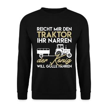 Landwirt Farmer Bauernhof Trecker Traktor Spruch - Unisex Pullover - Schwarz - Vorne - Alina (178cm) & Michal (187cm)