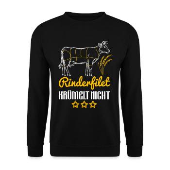 Rinderfilet Krümelt Nicht Grill Highlander - Unisex Pullover - Schwarz - Vorne - Alina (178cm) & Michal (187cm)