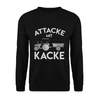 Attacke Mit Kacke Gülle Zugmaschine Spruch - Unisex Pullover - Schwarz - Vorne - Alina (178cm) & Michal (187cm)
