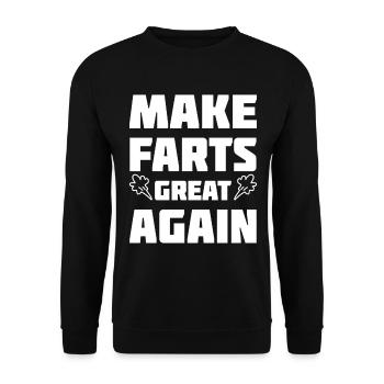 Make Farts great again Furzen Pupsen Sprüche Witze - Unisex Pullover - Schwarz - Vorne - Alina (178cm) & Michal (187cm)