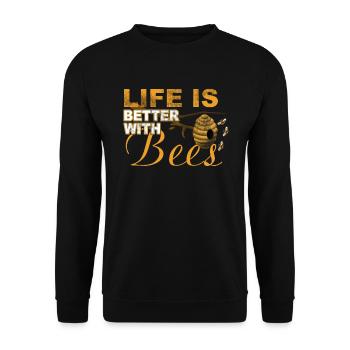 life is better with bees - Unisex Sweatshirt - black - Front - Alina (178cm) & Michal (187cm)