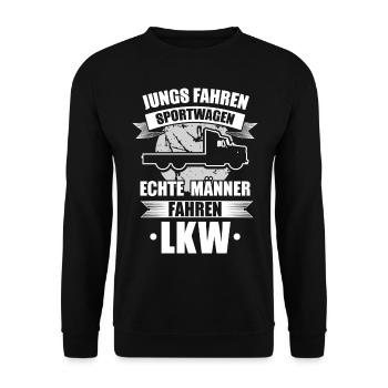 Jungs fahren Sportwagen Männer LKW Fahrer - Unisex Pullover - Schwarz - Vorne - Alina (178cm) & Michal (187cm)