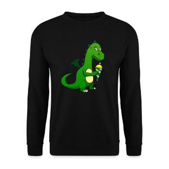 Schulkind Schultüte Dino Dinosaurier Schulanfang - Unisex Pullover - Schwarz - Vorne - Alina (178cm) & Michal (187cm)