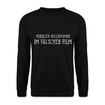 HERZLICH WILLKOMMEN IM FALSCHEN FILM - Unisex Pullover - Schwarz - Vorne - Alina (178cm) & Michal (187cm)