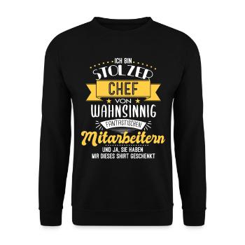 Stolzer Chef Mitarbeiter Team Geschenk - Unisex Pullover - Schwarz - Vorne - Alina (178cm) & Michal (187cm)