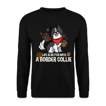 Border Collie Drôle de cadeau chien - Sweat-shirt Unisexe - noir - Devant - Alina (178cm) & Michal (187cm)