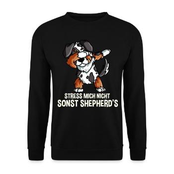 Australian Shepherd Geschenk Lustig - Unisex Pullover - Schwarz - Vorne - Alina (178cm) & Michal (187cm)