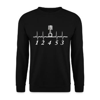5 Cylinder Heartbeat 1 2 4 5 3 Turbo Car Gift - Unisex Sweatshirt - black - Front - Alina (178cm) & Michal (187cm)