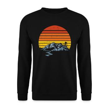MTB mountain bike sunset vintage - Unisex Sweatshirt - black - Front - Alina (178cm) & Michal (187cm)