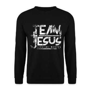 Team Jesus - Unisex Pullover - Schwarz - Vorne - Alina (178cm) & Michal (187cm)