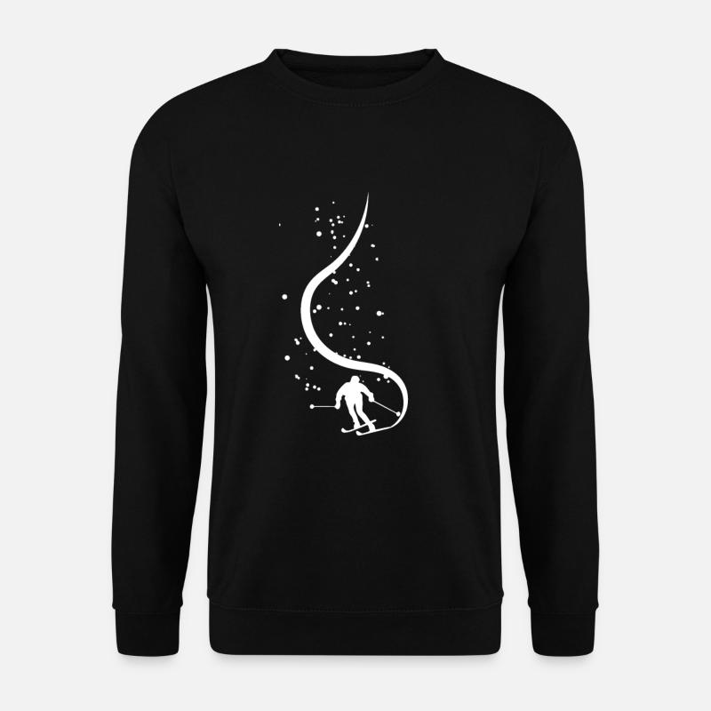 Skifahrer zieht Spur hinter sich durch Powder - Unisex Pullover - Schwarz
