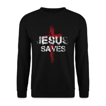 Jesus Saves - Unisex Pullover - Schwarz - Vorne - Alina (178cm) & Michal (187cm)