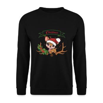 Cute Christmas Reindeer Christmas Santa Claus - Unisex Sweatshirt - black - Front - Alina (178cm) & Michal (187cm)