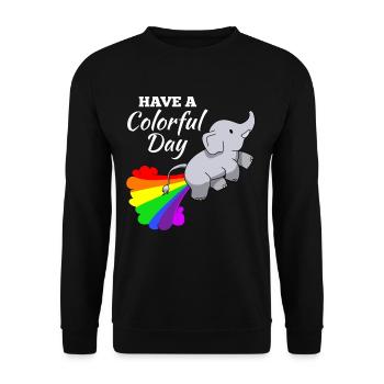 Elephant joke comic illustration rainbow - Unisex Sweatshirt - black - Front - Alina (178cm) & Michal (187cm)